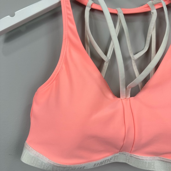 Under Armour Pink Strappy Athletic Workout Sports Bra Medium - Picture 2 of 6